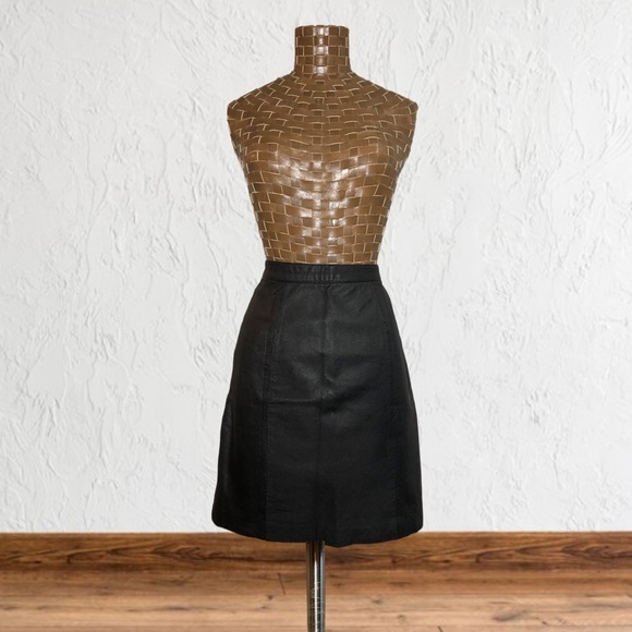 Vintage High Waist Leather Mini Skirt - Picture 1 of 11
